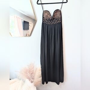 Strapless Black Redberry Dress With Bronze Studs Size Sm